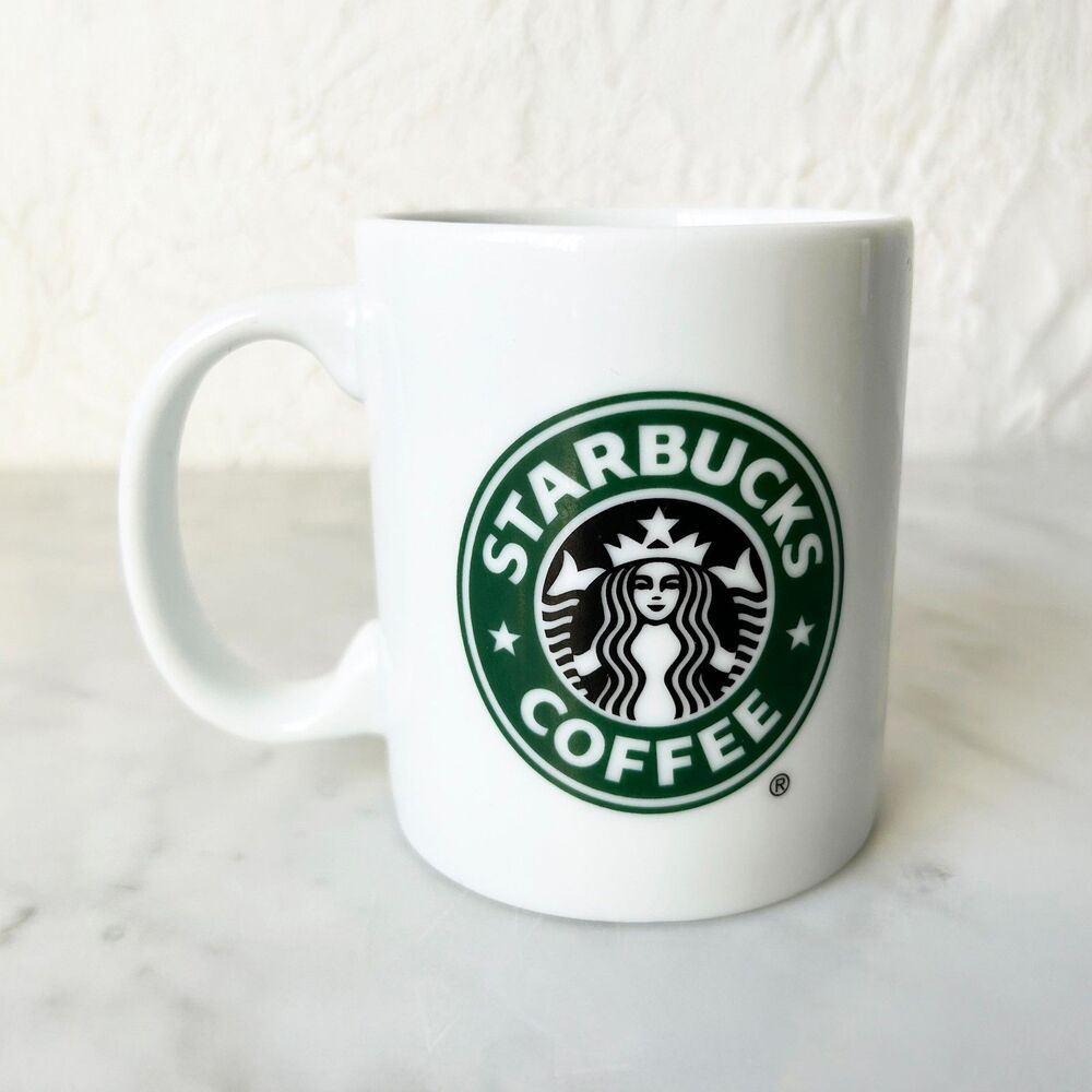 Starbucks Coffee Mug Mermaid Siren Logo White Green 9 oz Coffee Cup 2005